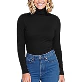 Zengjo Womens Turtleneck Long Sleeve Shirts Fitted Thermal Base Layer Top for Cold Weather