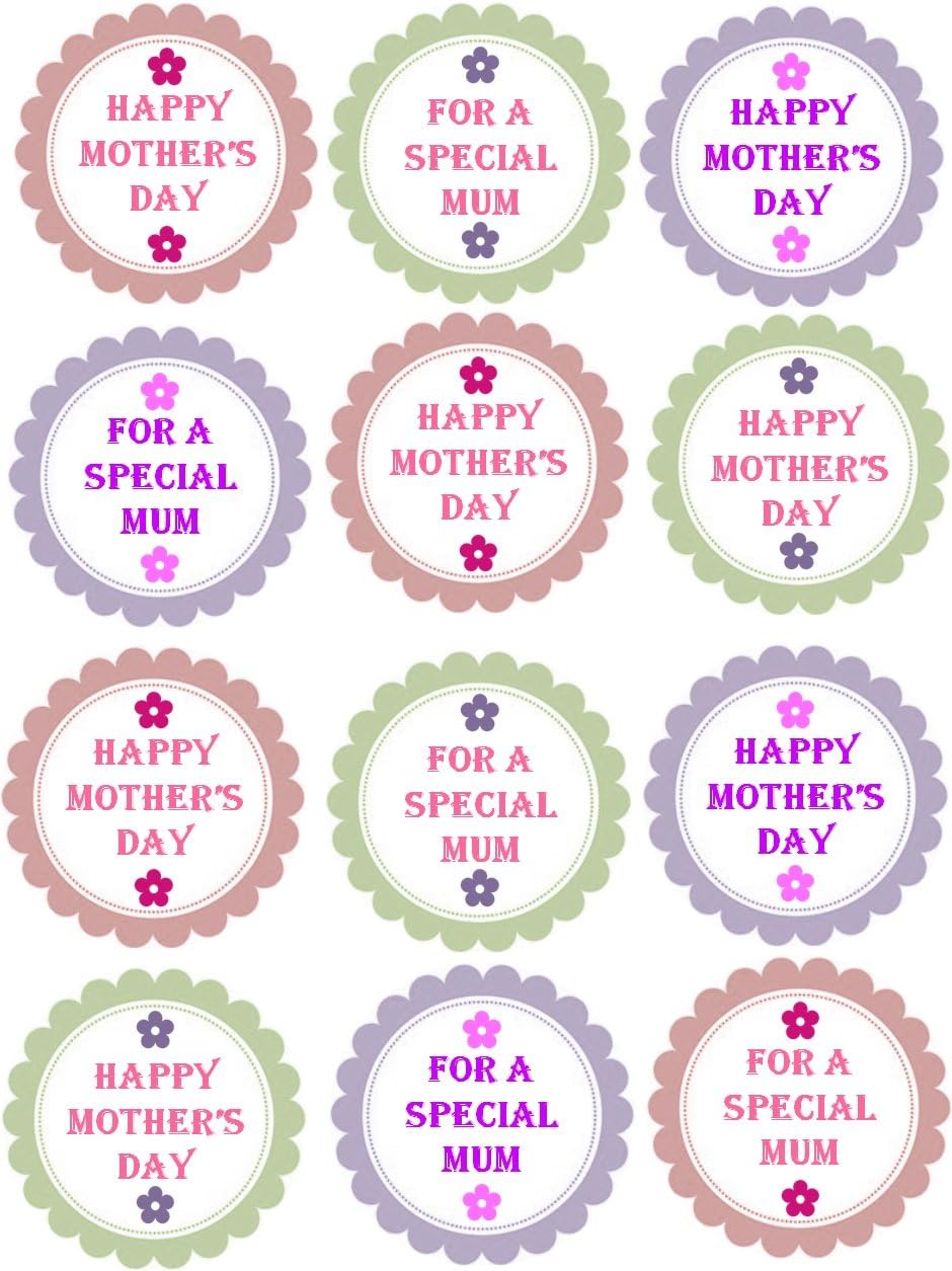 Mothers Day Cupcake Toppers Vintage Pastels / Dusky Pink / Soft Green