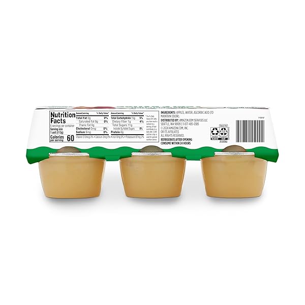 AMAZON GROCERY, UNSWEETENED APPLE SAUCE, 4 OZ, PACK OF 6 (PREVIOUSLY HAPPY BELLY, PACKAGING MAY VARY)