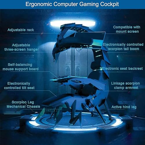 Gaming Chair Cockpit, Ergonomic Computer Gaming Cockpit Adjustable