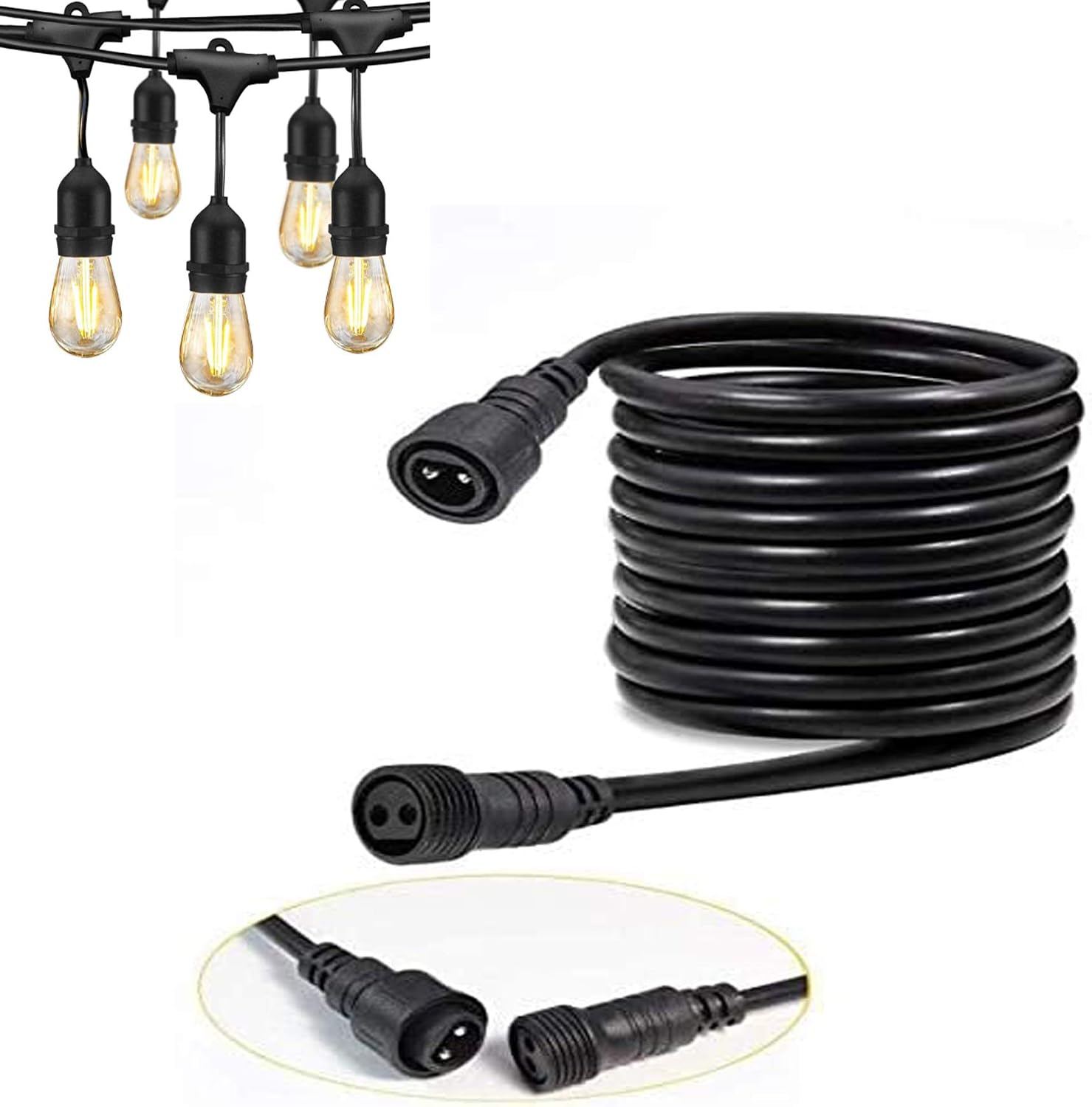 S14 Svater Outdoor String Lights 2W Glass Bulbs 3Meters/9.8Ft Extension