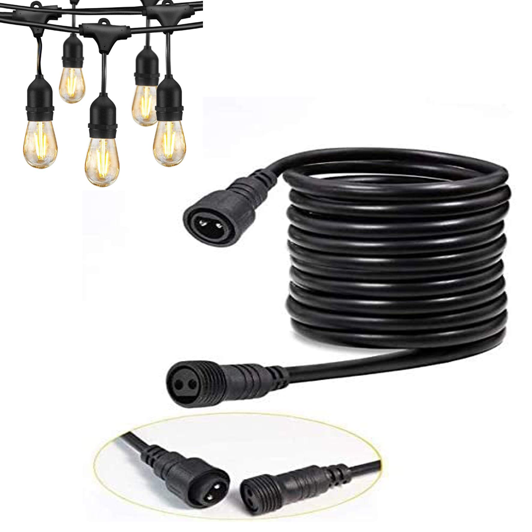 Svater 3m Extension Cable for Svater S14 2W Festoon Lights, 3Meters/9.8Ft, Extension the Plug and the 1st Bulbs or 2 String Lights, IP65 Waterproof