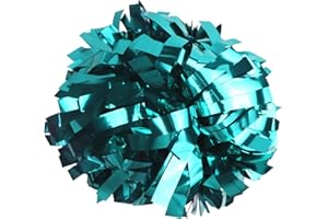 GUIFIER 2 Pack 6 Inches Metallic Cheerleading Pom Poms, Cheer Pom Pom with Baton Handle, Pompoms Cheerleader for Kids Girls Cheering Squad