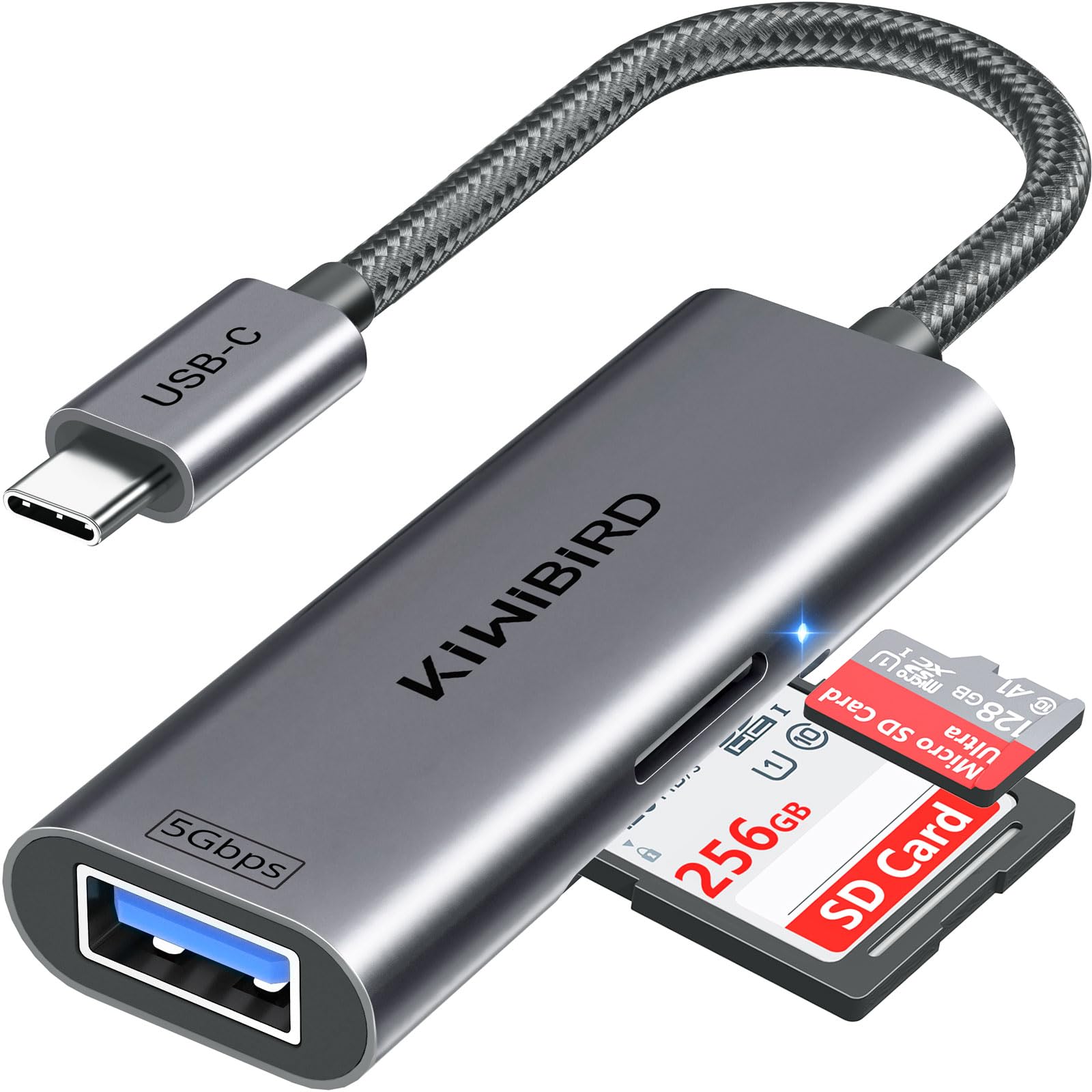 KiWiBiRD SD Card Reader USB C Card Reader SD to USB C Adapter USBC Type C MicroSD Memory Readers for SDHC SDXC, Compatible with iPhone 16 15 Plus Pro Max Mac iPad MacBook Galaxy S25 S24 Android Phone