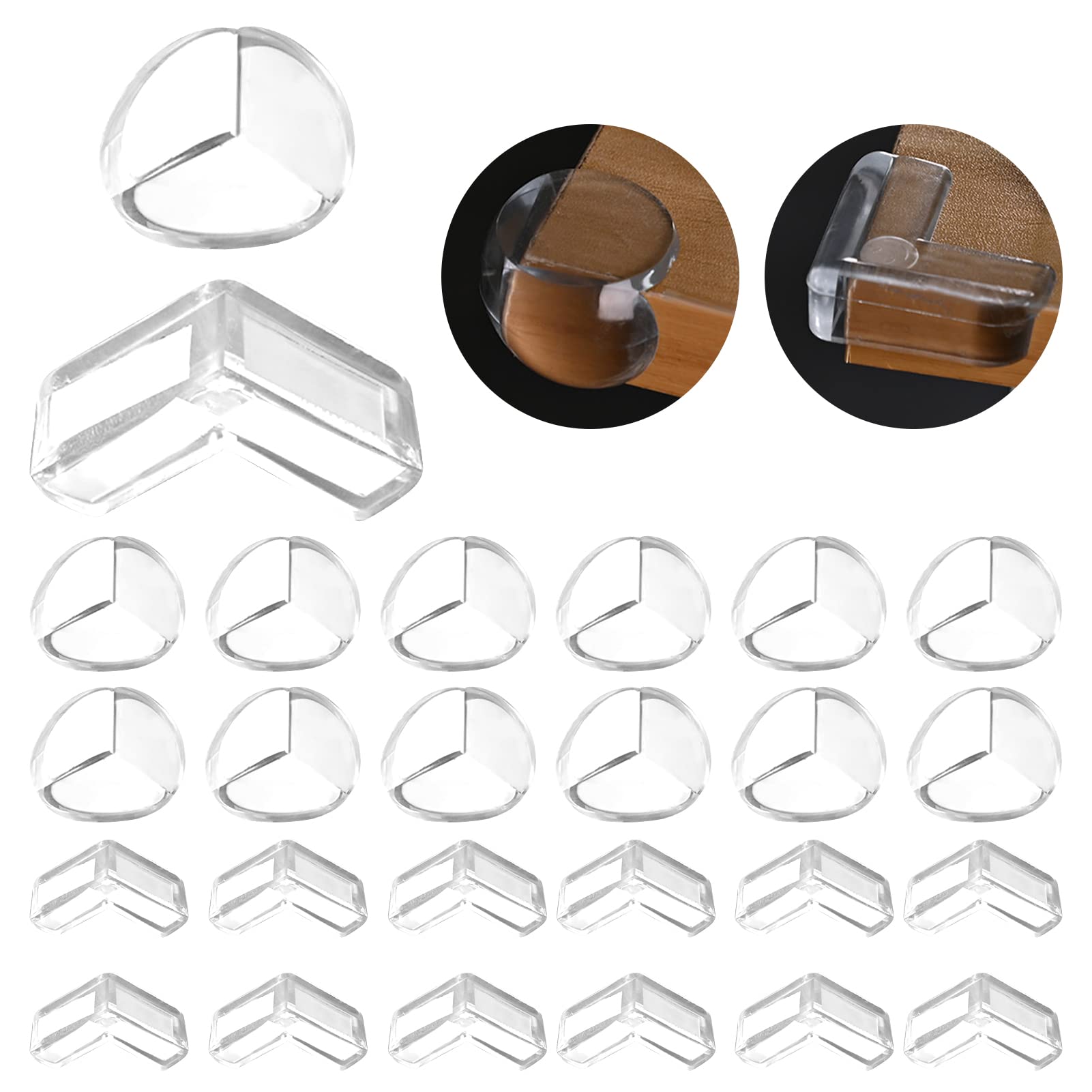 26 Pcs Corner Protectors for Kid, 2 Shapes Silicone Table Corner Protectors for Baby, Waterproof Soft Clear Edge Protectors Furniture Sharp Corner Guard for Baby Child