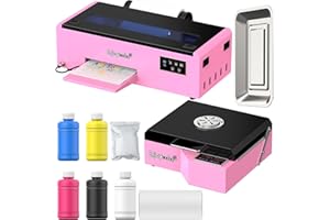 ENJOYCOLOR A4 DTF Printer and Oven, DTF Transfer Printer Machine for Dark and Light Fabric Printing (A4 DTF Printer+A4 Oven+Software+5x250ml Ink+DTF Film)