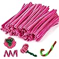 RAINFLOW Pipe Cleaners Craft Supplies - Chenille Stems Fuzzy Craft Wire for Handicrafts Twisting Stick DIY for Craft Bouquets Animals Halloween Christmas Easter Birthday 200 PCS (Pink)