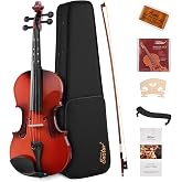 Eastar Violin 4/4 Full Size for Adults, Violin Set for Beginners with Hard Case, Rosin, Shoulder Rest, Bow, and Extra Strings (Imprinted Finger Guide on Fingerboard), EVA-2