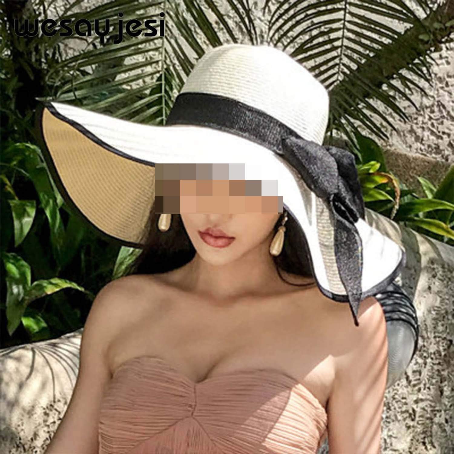 Ladies Summer Hats with Bow Straw Hats 