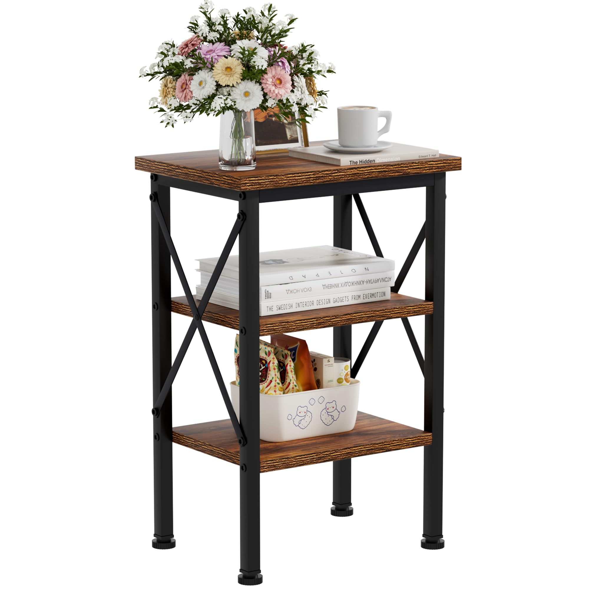 VECELO Modern Nightstands X-Design Side End Table Night Stand with Storage Shelf for Bedroom,Living Room Image VECELO Modern Nightstands X-Design Side End Table Night Stand with Storage Shelf for Bedroom,Living Room Image