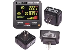ZOTEK ZT-E4 Outlet Tester with LCD Color Screen，3-Wire AC 120V Circuit Breaker Finder Tool,Receptacle Tester with Voltage Tester
