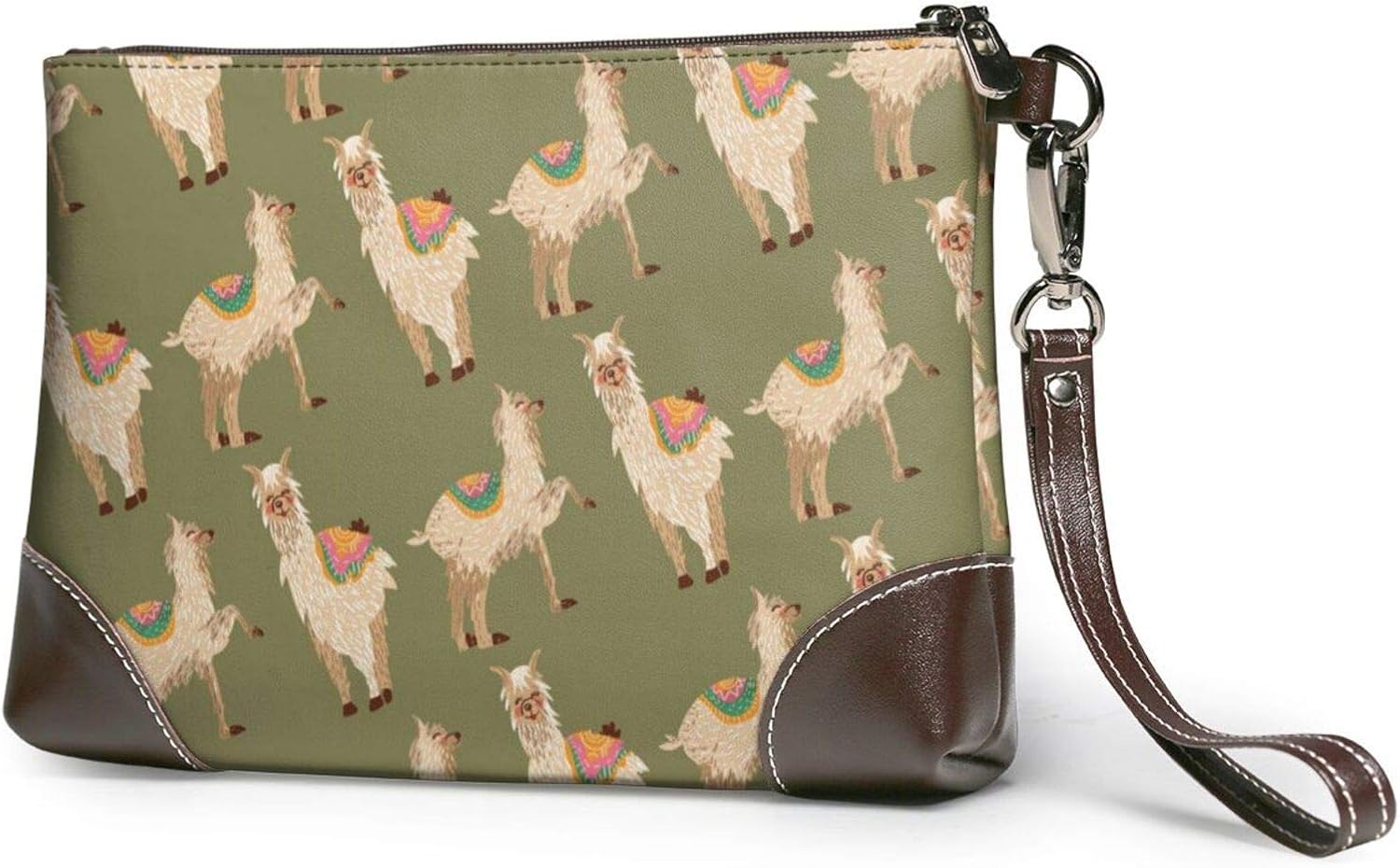 Alpaca Clutch Purses Leather Handbag Wristlet Clutch Wallet Purses For