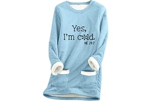 BINMER Yes I'm Cold Me 24:7 Sweatshirt for Women 2023 Winter Warm Sherpa Lined Fleece Tops Thick Warm Long Sleeve Pullover