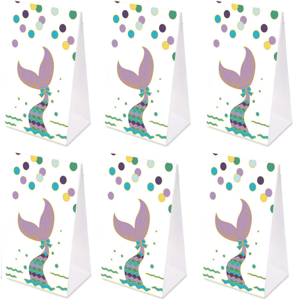 SWYOUN 24PCS Mermaid Tail Goodie Bags Paper Gift Bags Treat Bag Baby Shower Birthday Supplies