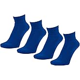 ZAKIRA Finest Combed Cotton Terry Lined Athletic Ankle Trainer Socks for Men, Women - 4 Pack