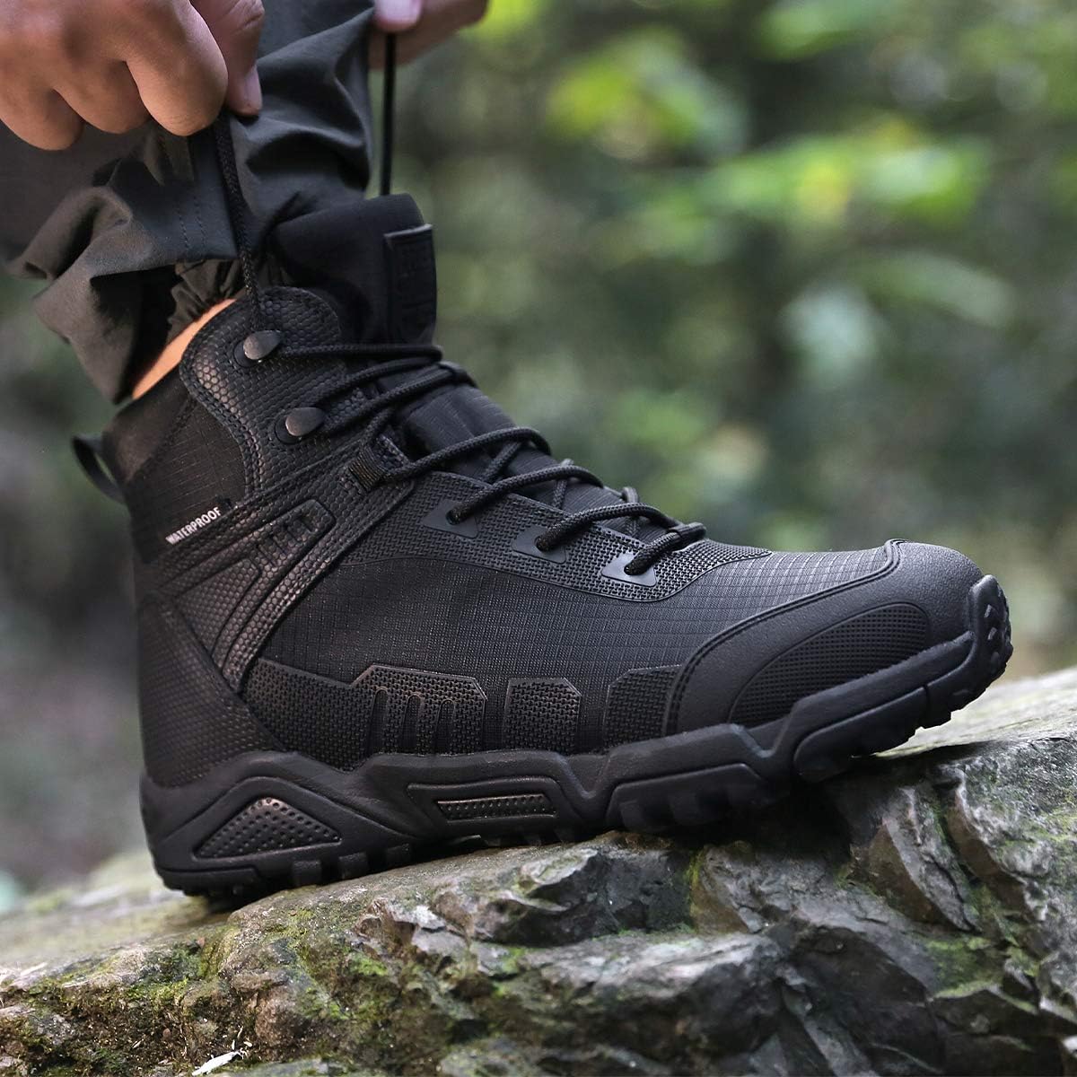 FREE SOLDIER Men’s Waterproof Hiking Boots 6 Inches Lightweight Work Boots Military Tactical Boots Durable Combat Boots: Sports & Outdoors