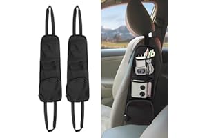 QUICTO 2PCS Car Seat Storage Hanging Bag, Multi-Pocket Seat Side Organizer, Multifunctional Mesh Net Pocket, Can Hold Mobile Phone, Wallet, Glasses, Suitable for Cars, SUVs, Trucks