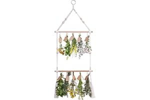 Flower Drying Rack, Herb Drying Rack 47.2'' Long 2 Tiers Flower Drying Rack 25Pcs Tags and Natural Jute Twine Roll Herb Dryer