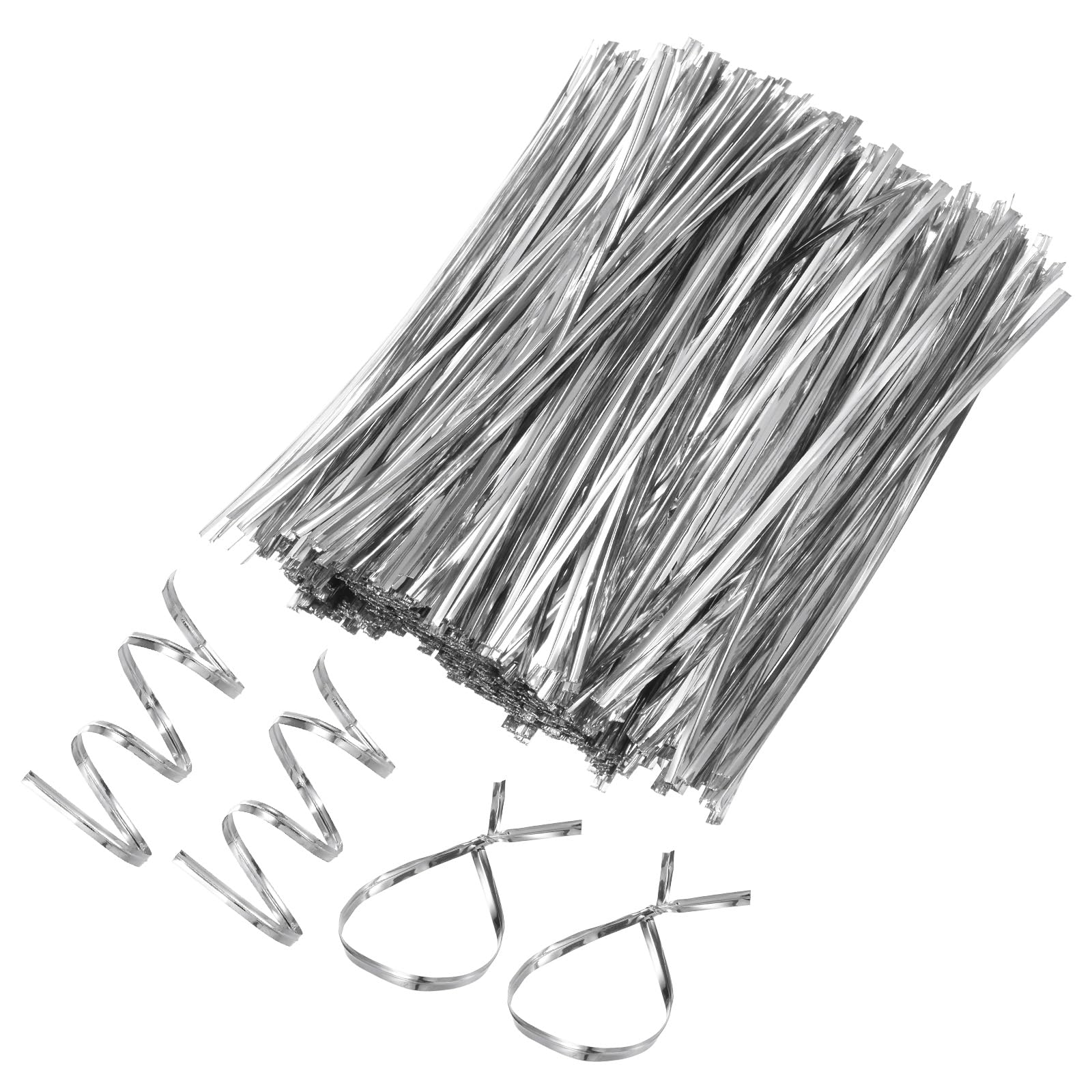 M METERXITY 800-Pack Metal Twist Ties, 15cm Metallic Twists Tie for Christmas/Party Decoration/Garden Plant/Gift Wrapping/Bread/Cake/Pops Candy Bags, Reusable Twisty-Ties [Silver]