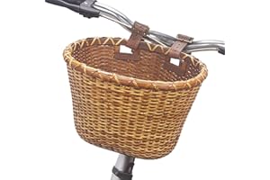 LIVOCCUR Bike Basket Front Handlebar Woven Rattan Basket