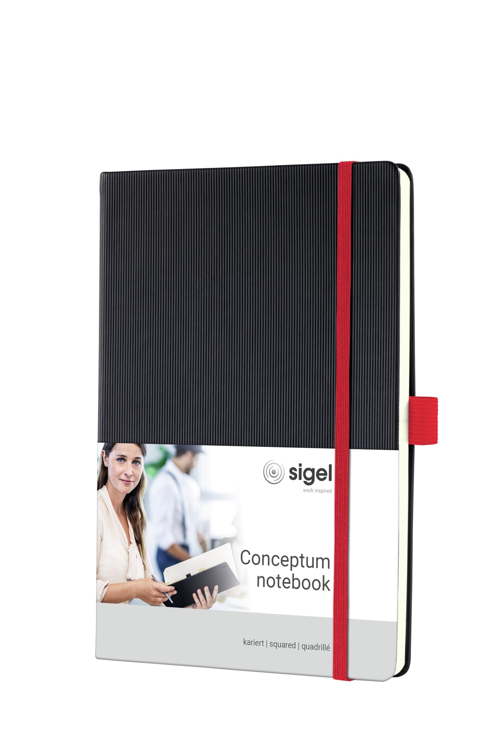 SIGEL CO662 Premium Notebook squaRed, A5, hardcover, Black, Red - Conceptum