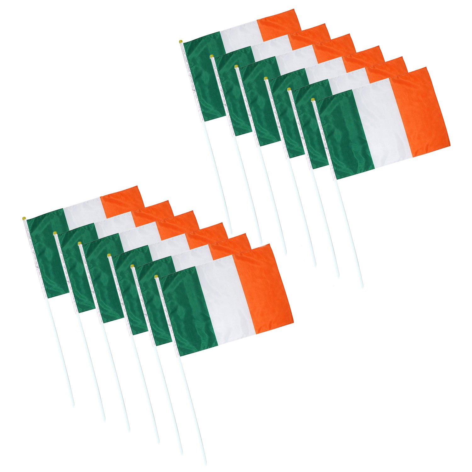 Robelli Ireland St Patricks Day Irish Patriot Hand Waving Flags (12 Pack)