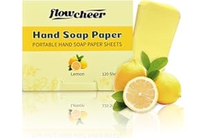 flowcheer Paper Soap Sheets For Hand Washing - (120 Pcs) Lemon Scent Portable Travel Soap Sheets, Eco-Friendly, Dissolvable Hand Soap for Camping, Travel, On-the-Go Use