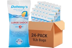 Doheny's Super Pool Shock | Pro-Grade Chlorine Shock, Quick-Dissolving, Fast-Acting 68% Cal-Hypo Granular Pool Shock | 24 x 1lb Bags, Proudly Made in The USA