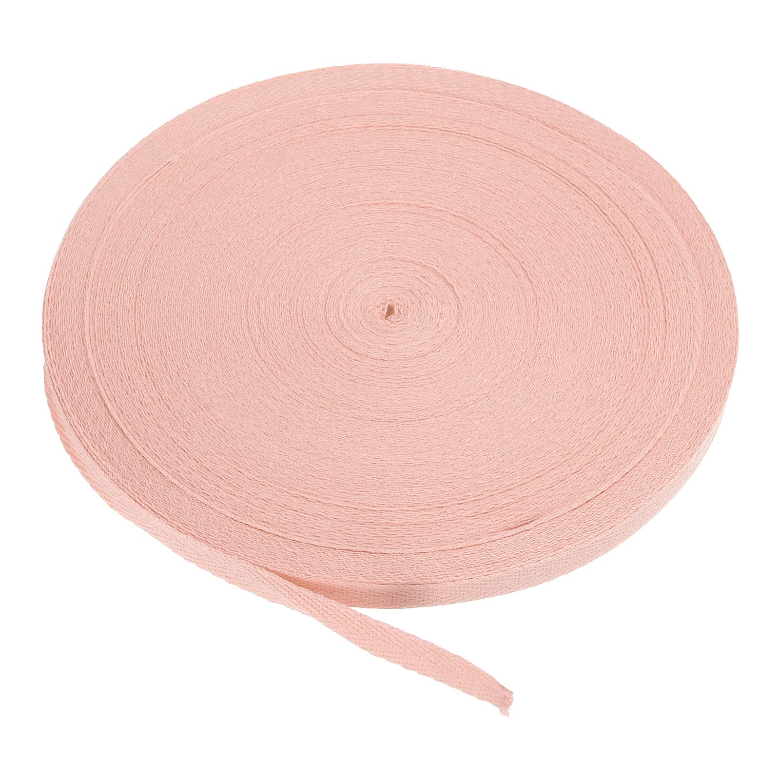PATIKIL Cotton Twill Tape 10mm(3/8 Inch) 50 Yards Cotton Ribbon Bias Binding Tape Herringbone Webbing Trim for Sewing Gift Wrapping Craft DIY Light Pink - 45m