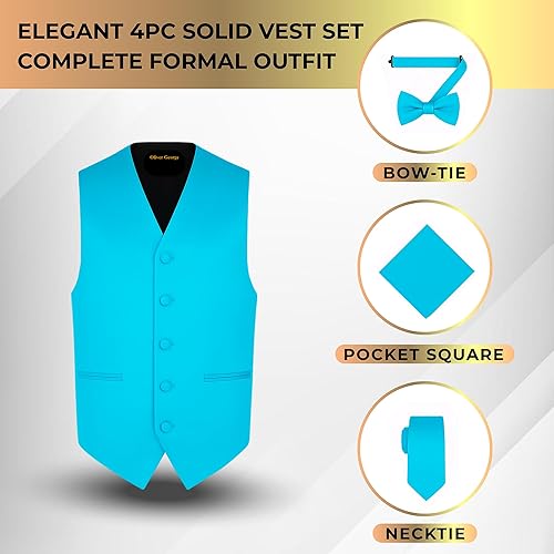 Oliver George 4pc Men's Vest and Tie Set For Men Bow Tie