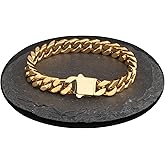 Cuban Link Bracelet for Men&Women, 9/11/13mm Width 7.5/8.5 Inch Length, 18K Gold Plated Stainless Steel Miami Cuban Chain Wrist Bracelets,No Tarnish& Durable Hip Hop Jewelry