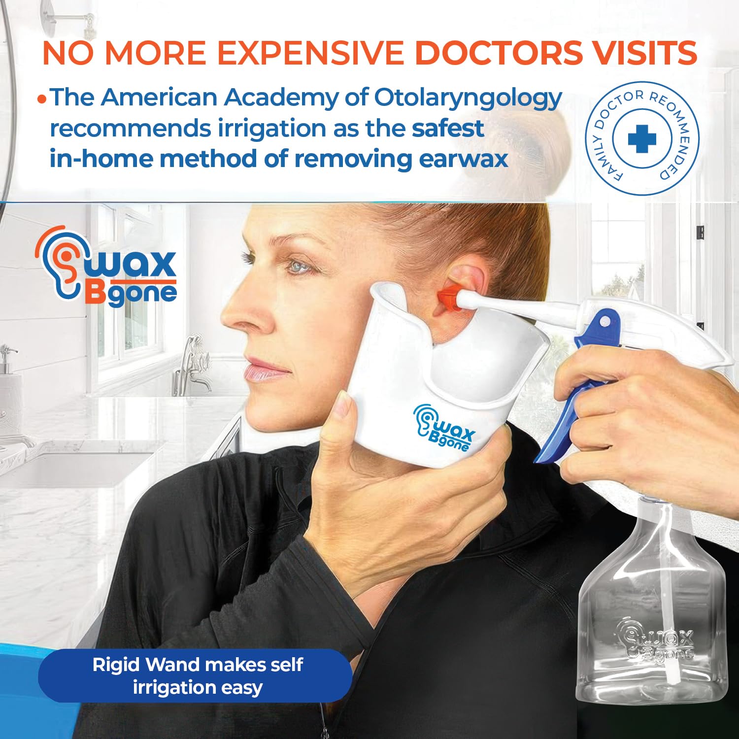 waxBgone Earwax Removal Kit - Fast, Gentle, and Effective Ear Wax Removal Kit – Dissolve and Remove Earwax at Home - Includes Earwax Softening Drops, 10 SoftSpray Reusable Irrigation Tips, Otoscope