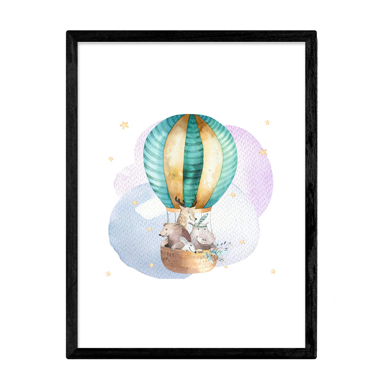 Nacnic Poster with illustration of animal. Sheet with children's animal pictures. globe with friends. A3 size unframed