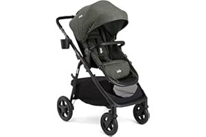 Joie Ginger 4-in-1 Convertible Pramette and Stroller, Height Adjustable seat, All-Wheel Suspension, Extra Storage – for Newborns and Toddlers (Evergreen)