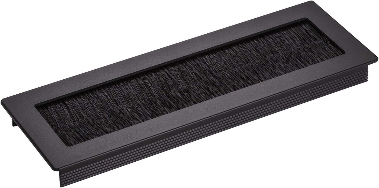 SO-TECH® Cable Pass-Through Tondo with Brush Sealing Cable Bushing Table Duct in Aluminium Black anodised 200 x 70 mm