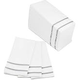 Fete Disposable Hand Towels for Bathroom, Silver Design 100 Linen-Feel Guest Towels &ndash; Formal Dinner, Anniversary, and Wedding Napkins for Tables, Guestrooms, and Restrooms - 8.5x 4-Inches Folded,