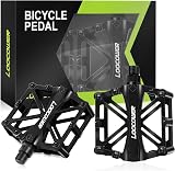 Loocower Bicycle Pedals 9/16 Aluminum Anti-Slip Mountain Road Hybrid Black view 7