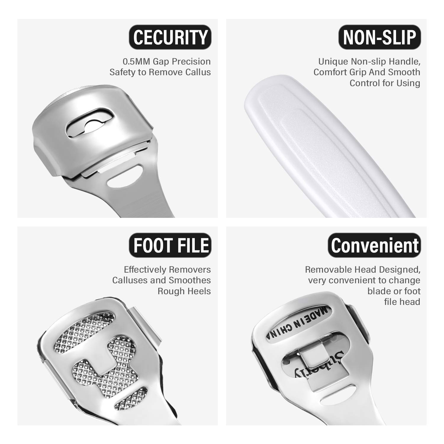 24 Pieces in Total, 2 Callus Shaver Sets Include 20 Replacement Slices 2 Callus Shavers and 2 Foot File Heads Foot Care Tools Hard Skin Remover for Hand Feet (White) : Beauty
