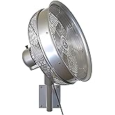 Hydromist Oscillating Wall Mounted Outdoor-Rated Fan, 3-Speed Cord Control, Hard Resin Fan Blade with Mounting Bracket and Bl