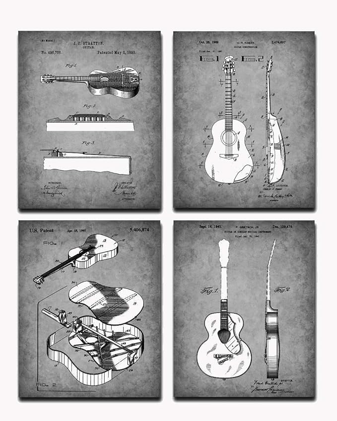 Wall Art Home Decor Shot Guns Patent Poster Prints Set of 6 Size A4