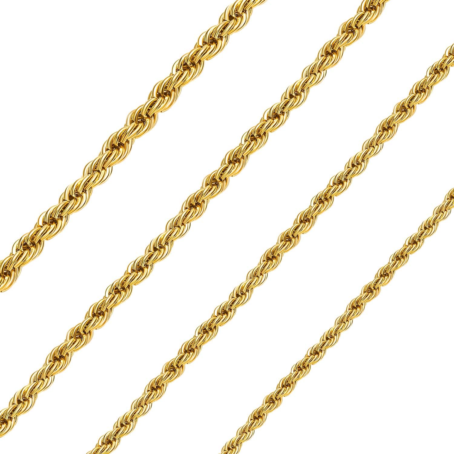 2-10mm Twist Chain Necklace Stainless Steel Necklace 16-38 Inches Men Women Jewellery