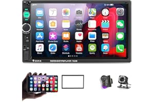 UNITOPSCI Double Din Car Stereo 7 Inch Touch Screen Car Audio Radio with Bluetooth Audio Hands-Free Calls Backup Camera FM Radio Receiver Car MP5 Player Support Mirror Link AUX-in USB TF Input