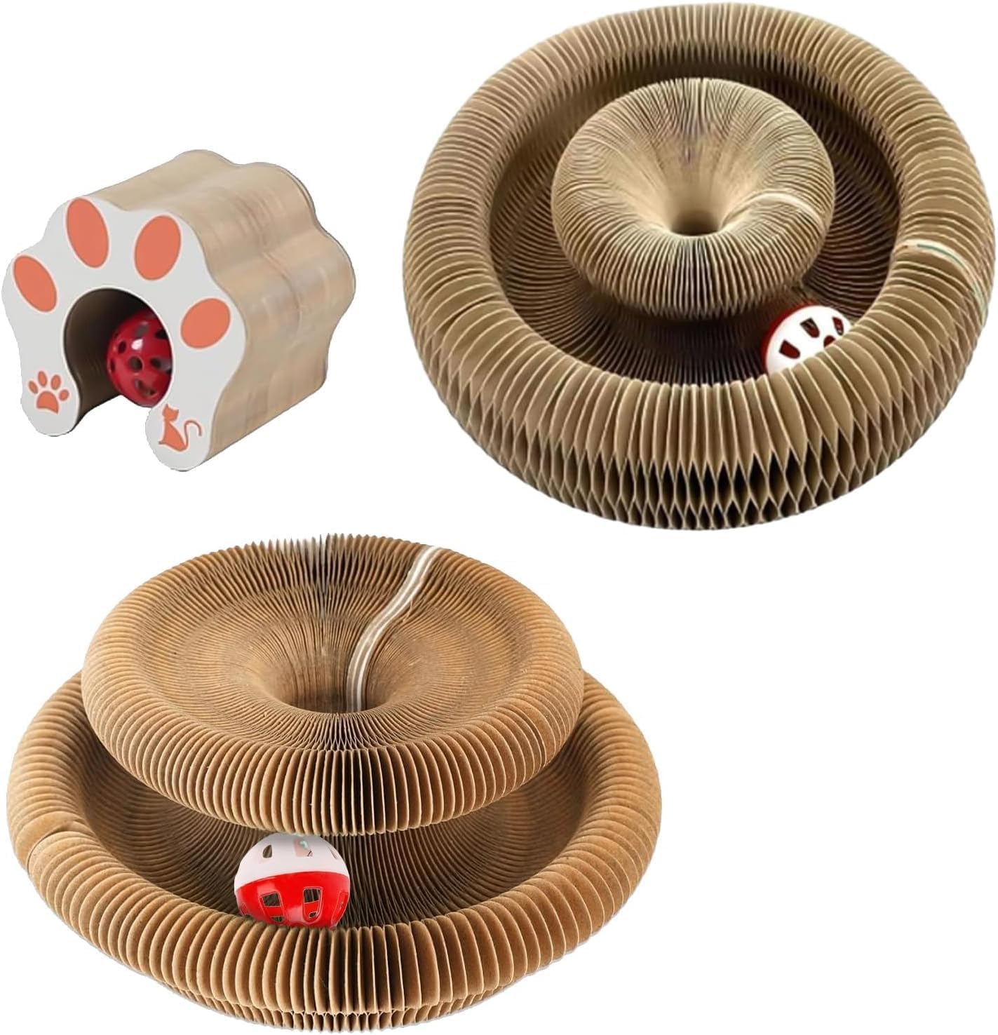 Photo 1 of 2 Pack Kitty Kurls Cat Scratcher, Magic Organ Cat Toy Scratching Board with Bell Balls, Reversible Corrugated Cardboard for Pet Claw Care