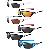 Frienda 6 Pack Polarized Sport Sunglasses for Men Multipack Fit over Glasses Pack Lot Set Men's Sport Fishing Eyeglasses