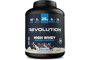 Revolution Nutrition, High Whey, Protein Powder 6LB, Whey Protein, Gluten Free, 25g of Protein Per Scoop, 2.7kg, 73 Servings 