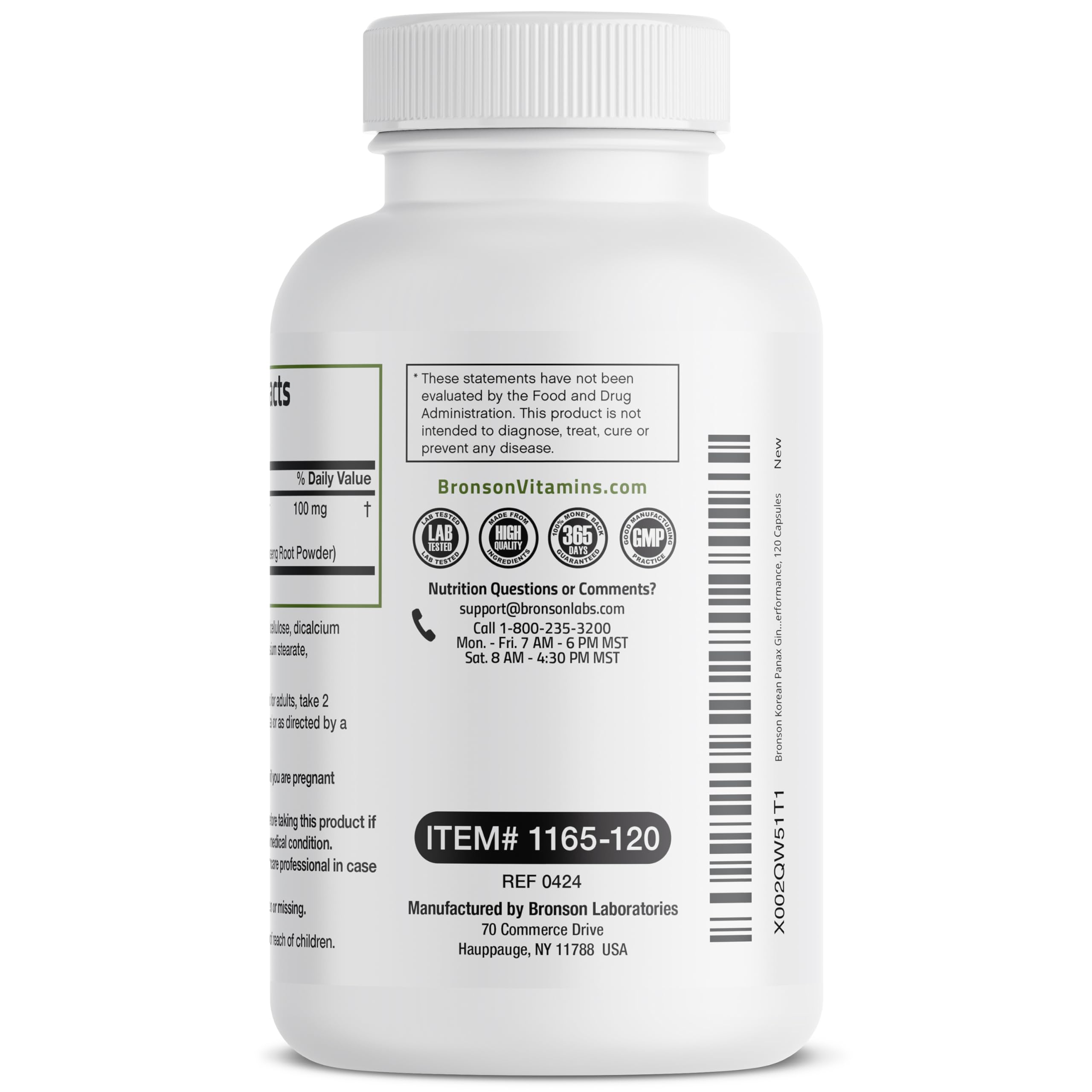 Bronson Korean Panax Ginseng Supports Energy, Endurance & Vitality + Memory and Mental Performance, 120 Capsules