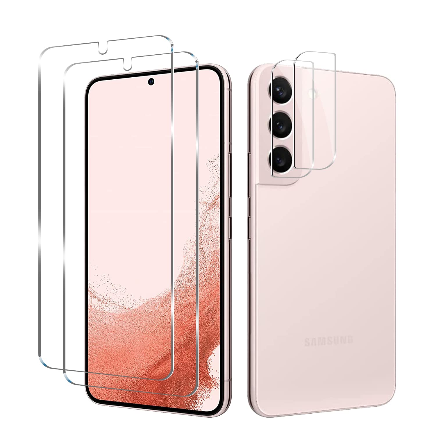 Photo 1 of Galaxy S22 Tempered Glass Screen Protector + Camera Lens Protector [ 2 + 2 Pack ][Case Friendly] [Anti-Scratch] [Ultrasonic Fingerprint Unlock] Clear HD Glass Protective Film for Samsung Galaxy S22