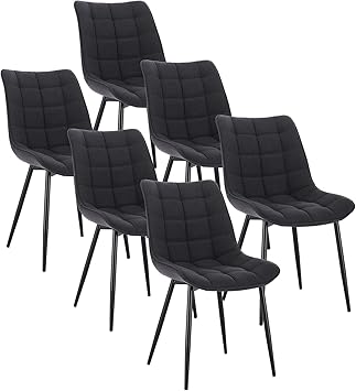 Woltu 6 X Esszimmerstuhle 6er Set Esszimmerstuhl Kuchenstuhl Polsterstuhl Design Stuhl Mit Ruckenlehne Mit Sitzflache Aus Leinen Gestell Aus Metall Dunkelgrau Bh206dgr 6 Amazon De Kuche Haushalt
