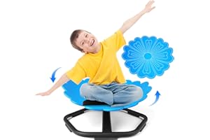TERRAMUS Flower Swivel Chair for Kids, 360° Spinning Seat, Autism Sensory Spin Chair, Toddler Sit and Spin Wobble Chair, ADHD Toy Chairs, Play Equipment Relief Motion Sickness for Boys Girls (Blue)
