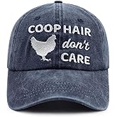 Coop Hair Don't Care Hat Hat for Men Women, Funny Adjustable Cotton Embroidered Farm Chicken Lovers Baseball Cap